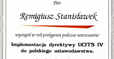 2010-11 Wystąpienie na konferencji Implementacja dyrektywy UCITS IV